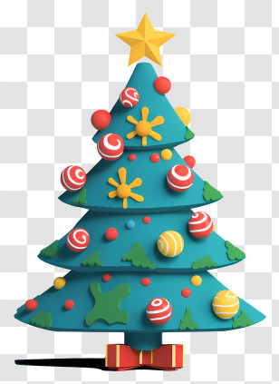 Decorated Christmas Tree - Blue Christmas Tree With Ornaments Transparent PNG