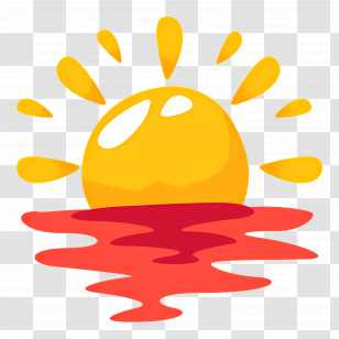 Sunset - Bright Sunrise Illustration With Red And Yellow Colors Transparent PNG