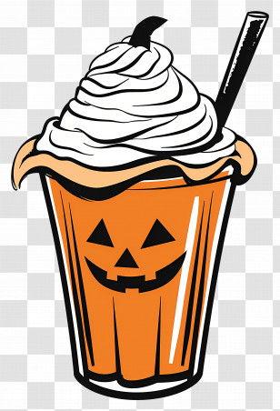 Halloween Milkshake - Halloween Pumpkin Milkshake With Whip Cream Transparent PNG