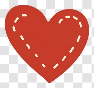 Cartoon - Red Heart With Stitched Border Transparent PNG