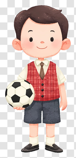 Cheerful Young Boy - Cute Schoolboy With Soccer Ball Transparent PNG