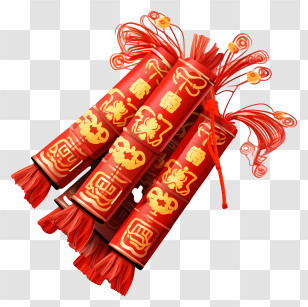 Red Paper Lantern - Red Firecrackers For Chinese New Year Transparent PNG
