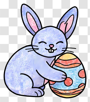 Easter Bunny Sleeping On Egg - Cute Easter Bunny With Egg Transparent PNG