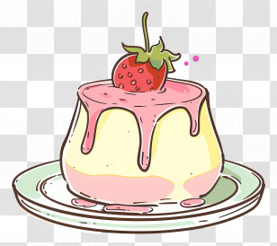 Panna Cotta - Artistic Strawberry Pudding Illustration Transparent PNG