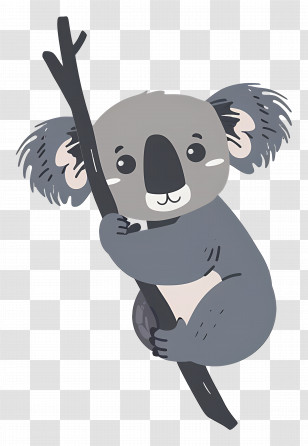 Cartoon Koala - Cute Koala On A Tree Branch Transparent PNG