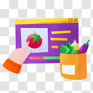 Cartoon Food - Online Grocery Shopping Illustration Transparent PNG