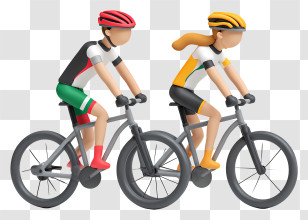 Couple Cycling Together - Cyclists Enjoying An Outdoor Ride Transparent PNG