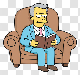 Principal Skinner - Man Reading A Book In A Comfortable Chair Transparent PNG