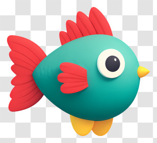 Colorful Fish - Cute Teal Cartoon Fish Transparent PNG