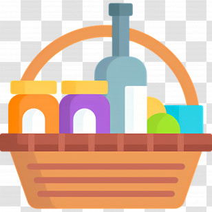 Food Gift Baskets - Colorful Picnic Basket Illustration Transparent PNG