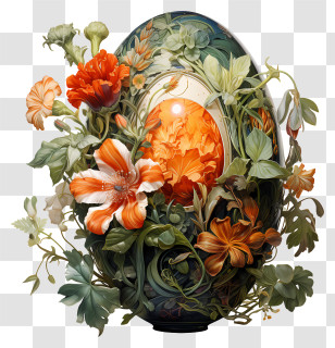 Easter Egg - Decorative Egg With Flowers Transparent PNG