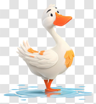 Goose Playing In Water Puddle - White Duck In Water Transparent PNG
