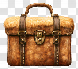 Briefcase Icon - Furry Leather Bag Illustration Transparent PNG