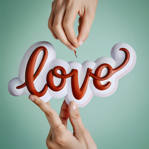 Love - Love Text With Hands Transparent PNG