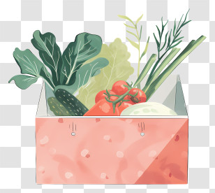 Vegetable Box - Illustrated Crate Of Fresh Vegetables Transparent PNG