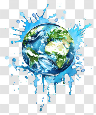 World Water Day - Earth Watercolor With Splash Effect Transparent PNG