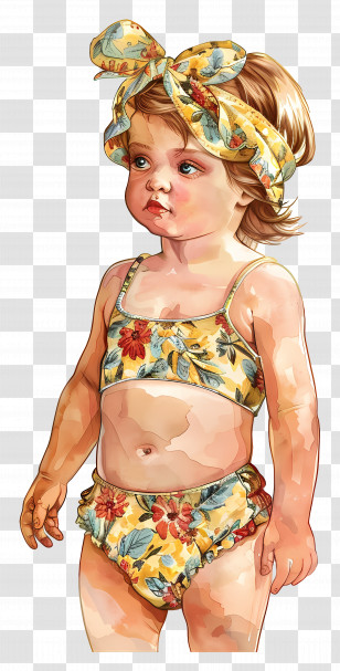 Swimming Suit - Cute Baby In Floral Outfit Transparent PNG
