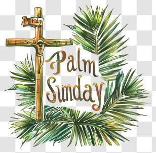 Palm Sunday - Palm Sunday Cross With Palm Leaves Illustration Transparent PNG