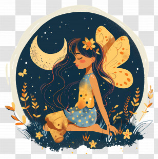 Summer Night - Magical Fairy Under The Moon Transparent PNG