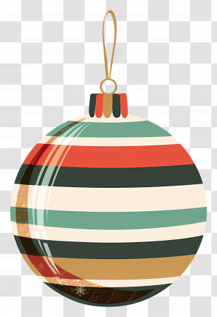 Christmas Ball - Striped Christmas Ornament For Holiday Decor Transparent PNG