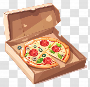 Pizza Box - Pizza Slice Inside A Takeout Box Transparent PNG