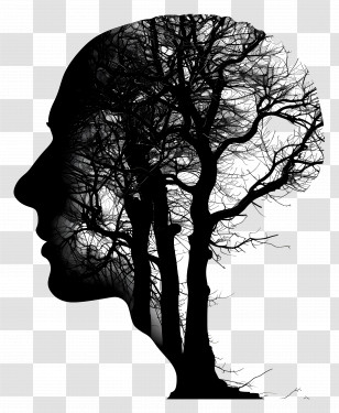 Head Silhouette - Abstract Head Silhouette With Tree Branches Transparent PNG