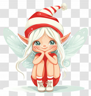 Christmas Fairy - Whimsical Elf Cartoon For Festive Theme Transparent PNG