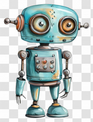 Robot - Cute Vintage Robot With Cartoon Features Transparent PNG