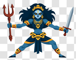 Goddess Kali - Battle-Ready Blue Goddess Transparent PNG