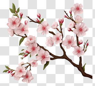 Blank Paper With Cherry Blossoms - Pale Cherry Blossom Branch Art Transparent PNG