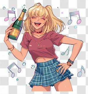 Drunk Girl - Cheerful Young Woman With Champagne Celebrating Transparent PNG