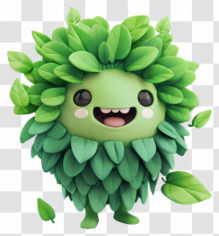Green Man - Adorable Green Leafy Creature With A Happy Smile Transparent PNG