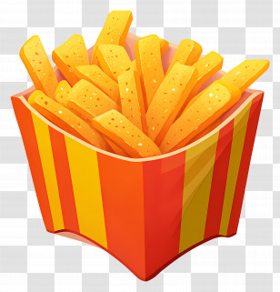 French Fries - French Fries In A Striped Box Transparent PNG