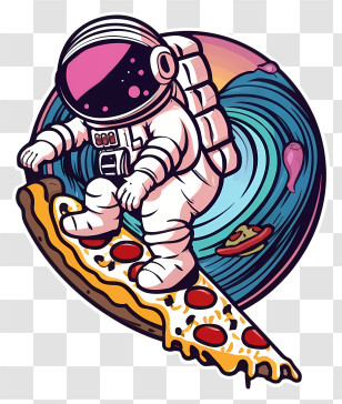 Astronaut - Astronaut Surfing On Pizza Transparent PNG