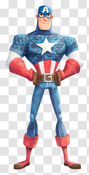 Captain America - Stylized Captain-Style Superhero Pose Transparent PNG