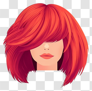 3d Rendering - Red Hair With Bob Cut And Fringe Transparent PNG
