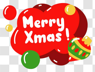 Christmas Decoration - Merry Xmas Holiday Sticker With Ornament Transparent PNG