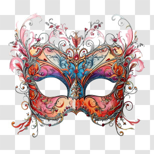 Hand Drawn Carnival Mask - Colorful Decorative Masquerade Mask Transparent PNG
