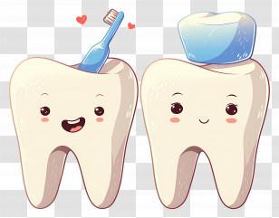 Cute Teeth - Cute Cartoon Teeth With Accessories Transparent PNG