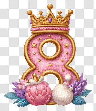 8th Birthday - Golden Crowned Number Eight Ornament Transparent PNG