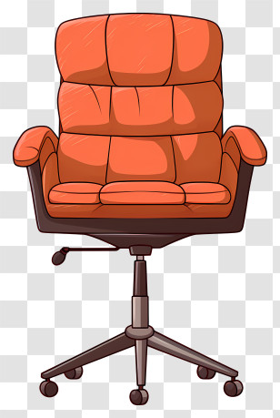 Orange Leather Chair - Orange Cushioned Office Chair Illustration Transparent PNG