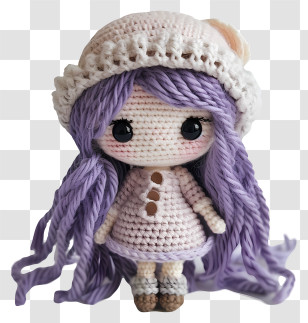 Crochet Doll - Handmade Purple Crochet Doll Transparent PNG