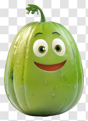 3d Cartoon Vegetable - Smiling Green Vegetable Transparent PNG