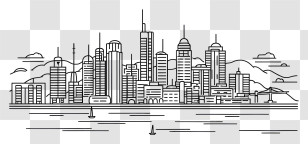 Cebu City Skyline - Line Art City Skyline Illustration Transparent PNG