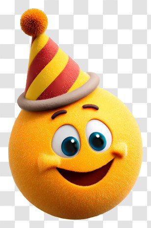 Party Emoji - Yellow Smiley Face With Party Hat Transparent PNG