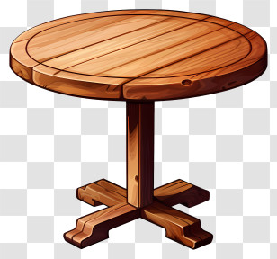 Doodle Style Wooden Round Table - Wooden Round Table With Natural Texture Transparent PNG