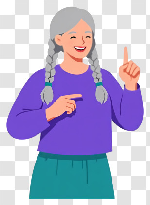Woman Holding A Heart - Smiling Woman Pointing Up Transparent PNG