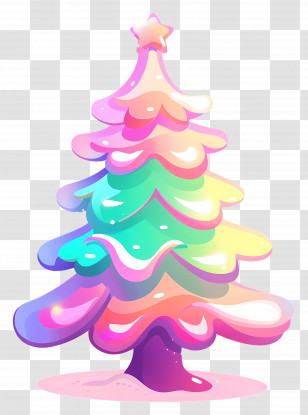 Christmas Tree - Rainbow Christmas Tree With Glowing Colors Transparent PNG