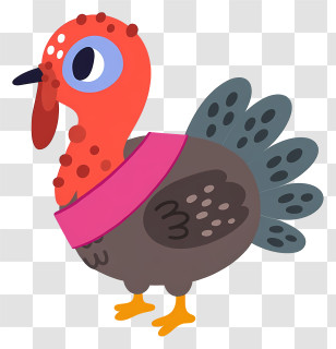 Cute Turkey - Cartoon Turkey With Red Head Transparent PNG