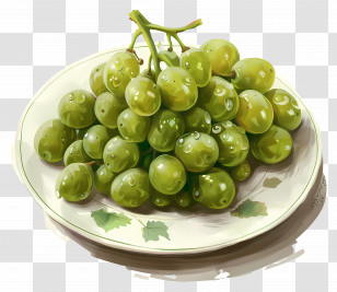 Green Grapes - Fresh Green Grapes On A Plate Transparent PNG